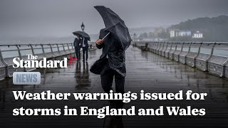 Weather warning for storms and rain comes into effect in England and Wales [upl. by Enohpesrep]