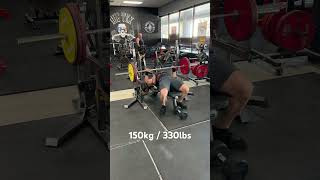 150kg  330lbs x 3 comp bench strength training workout powerlifting benchpress bench gains [upl. by Anerual]