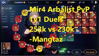 Mir4 Arbalist PvP 1v1 Arbalist 253k vs 230k Arbalist gameplay skill combos and skill usage [upl. by Naot146]