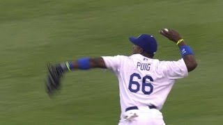 Puig throws out Byrd going for third [upl. by Mercado]