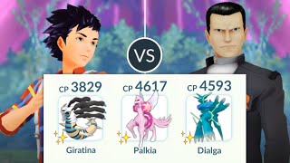 Shiny Origin Team vs Boss Giovanni in Pokemon GO [upl. by Norahc]