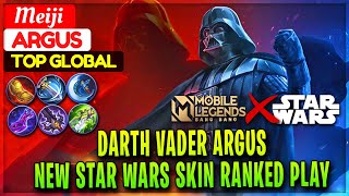 Darth Vader Argus New Star Wars Skin Ranked Gameplay  Top Global Argus  Meiji  Mobile Legends [upl. by Palermo786]