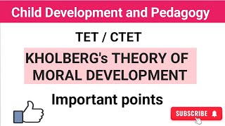 KOHLBERGs theory of moral development  Child Development and Pedagogy tet ctet psychologycdp [upl. by Malvin]