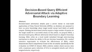 Decision Based Query Efficient Adversarial Attack via Adaptive Boundary Learning [upl. by Ardelle65]