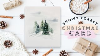 Snowy Forest Christmas Card  Easy Christmas Cards [upl. by Ardnaeed838]