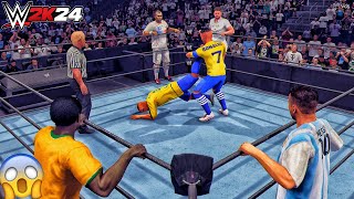 WWE 2K24  Messi Cristiano amp Pele vs Ronaldo Zidane amp Ramos  Elimination Match  4K60 [upl. by Huggins84]