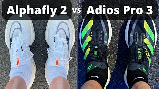 Alphafly 2 vs Adios Pro 3 Shoeoff [upl. by Enyaj]