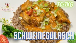 Schweinegulasch mit Soße Eines der besten Rezepte zum Kochen von Schweinefleisch rezeptland [upl. by Kucik]