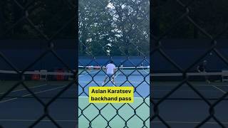 Aslan Karatsev with great control on the backhand pass in practice at the citiopen [upl. by Auqinom639]