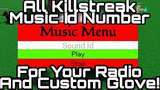 All Killstreak Music IDS To Use With Your Radio Gamepass Or Custom Glove  Slap Battles Roblox [upl. by Eisinger773]