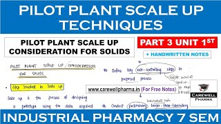 Pilot plant scale up consideration for solid  P3 U1  Industrial pharmacy 7th Semester [upl. by Uos]