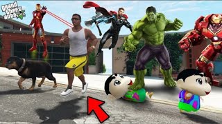 Shinchan And Pinchan Meet Avengers in GTA 5 [upl. by Hagai625]