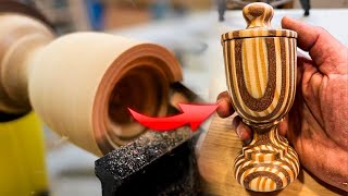 Woodturning  TORNEADO de pequeña copa laminada [upl. by Aura]