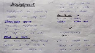 Acylglycerol StructureClass 11Chapter 2easy lecures by zaib [upl. by Laeahcim]