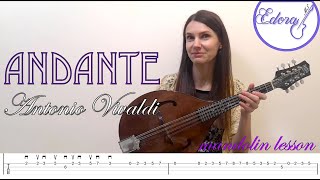 Vivaldi Andante Mandolin Tutorial with On Screen Tab  Concerto for 2 Mandolins in G major RV 532 [upl. by Lapointe]