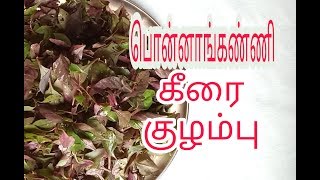 சிகப்பு பொன்னாங்கண்ணி கீரை குழம்பு சாம்பார்  How to make ponnangani keerai [upl. by Claus637]