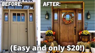 How to Stain a Front Door to Look Like Real Wood FOR LESS THAN 20 [upl. by Adiel]