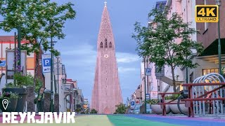 4K Evening walk in Reykjavik Iceland during the Pandemic [upl. by Anahcar859]