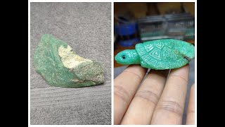 Hand carved Chrysoprase sea turtle pendant [upl. by Joanne521]