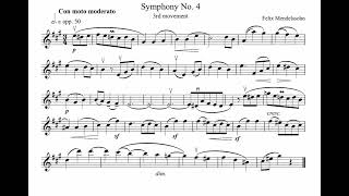 Mendelssohn Symphony 4 3rd movement violin orchestra excerpt orchestra study [upl. by Brantley]