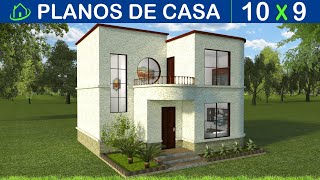 Plano de Casa MODERNA ECONÓMICA 10X9M 3 dormitorios 2 baños lavandería [upl. by Hubie]