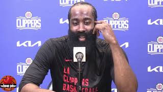 James Harden On If He Has Anything To Prove In The Playoffs Breaks Down Kyrie amp Luka Matchup [upl. by Codi833]