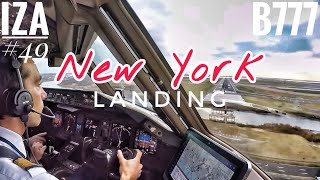 B777 LANDING New York JFK  Cockpit View  ATC amp Crew Communications [upl. by Ahsatin345]