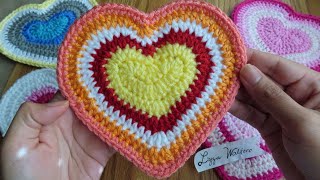 Crochet Big Multicolored Heart Applique Part 1 [upl. by Akinot]