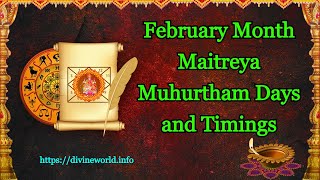 February Maitreya Muhurtham Days and Timings 2022 [upl. by Rodd744]