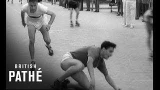 Dangerous Crash at 1950s Roller Skate Race in Italy [upl. by Irtimid903]