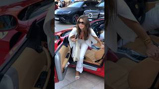 Gorgeous billionaire lady getting out her Ferrari at Casino billionaire monaco luxury lifestyle [upl. by Aytnahs]