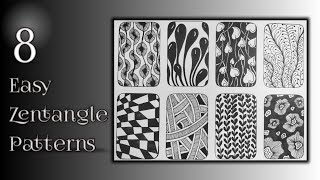 8 Easy Zentangle Patterns for Beginners  Zentangle Art Designs  Doodle Art Patterns [upl. by Sudaorb165]