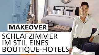 Schlafzimmer LUXURIÖS einrichten im Stil eines BoutiqueHotels 🤍🖤  Makeover  INTERIYEAH [upl. by Nalon]