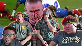 AMERICAN FOOTBALL PLAYERS REACT TO FOOTBALL BRUTAL INJURIES [upl. by Dwain]