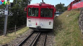 DampfzugFührerstandsmitfahrt auf der VitznauRigiBahn  Talfahrt  Vorstellwagen C11 HD [upl. by Oloapnaig]