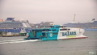 Balearia Caribbeans JAUME II arriving into Port Everglades with CRYSTAL SYMPHONY passengers [upl. by Aciretnahs29]