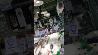 Pike place market🐟💨 fish throwing Seattle Washington seattle fish market food washington [upl. by Annoerb40]