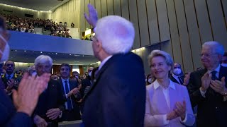 Mattarella alla cerimonia dal titolo “La Bocconi l’Italia l’Europa L’Università saluta Mario Monti [upl. by Hgielyk567]