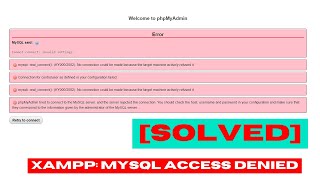 Solved XAMPP MySQL Error  Cannot Connect  invalid settings [upl. by Landy]