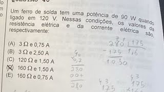 EAM 2024 Um ferro de solda tem uma potência de 90 W [upl. by Nij808]