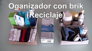 Organizador de escritorio ropa interior baño y cocina con brik de leche Reciclaje y manualidades [upl. by Ellehcirt]