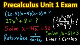 Precalculus Exam 1 Unit 1 Review Problems and Solutions [upl. by Narod]