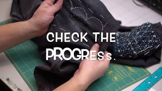 Sashiko Mending Basic Procedure  Without Narration  Denim Jeans Repair with Sashiko [upl. by Drareg]