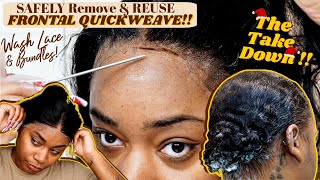 SAFELY Remove amp REUSE Frontal Quickweave pt 2  Wash Lace amp Bundles  Laurasia Andrea Fairyycember [upl. by Sena843]