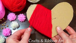 Easy Heart Making with Wool  Amazing Valentines Day Craft Ideas  How to Make Yarn Heart [upl. by Dlanigger7]