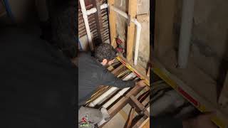 How to Fix Sagging Floor Joists  shorts bathroomremodel framing [upl. by Ahsilrac]