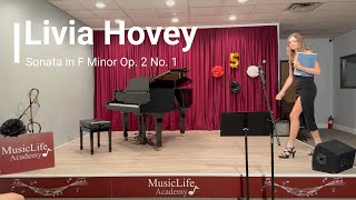 2024 Spring Recital Livia Hovey performs Sonata in F Minor op2 no1  Allegro [upl. by Anauqal]