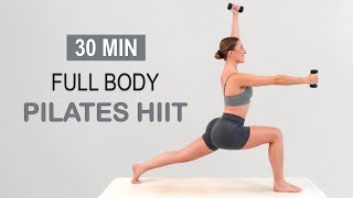 30 MIN FULL BODY PILATES HIIT Workout  Power Pilates  Light Weights Lean Muscles No Repeat [upl. by Llertnad]