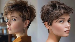 Grey Fine Pixie Haircut Style For Women over 40  curly pixie cut 2024  Best Short Haircut 2024 [upl. by Aicinad]