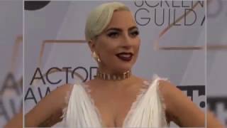 Lady Gaga on the silver carpet at the SAG Awards [upl. by Dempsey]